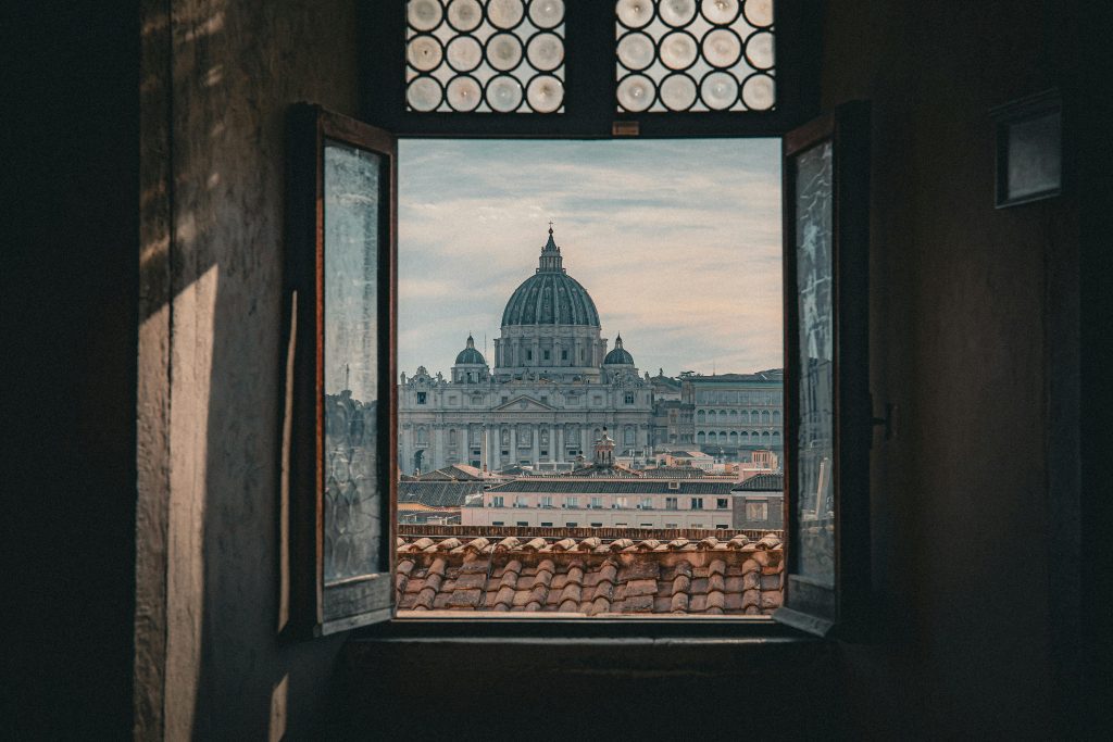 St. Peter's Basilica Through Open Window in Rome